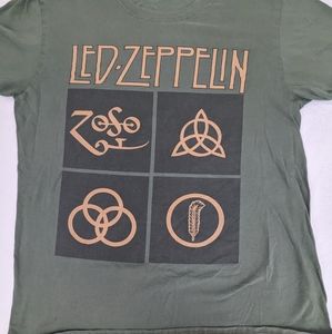 LED Zeppelin Grey Tee With Symbols Representing Band Members Tee Size Large